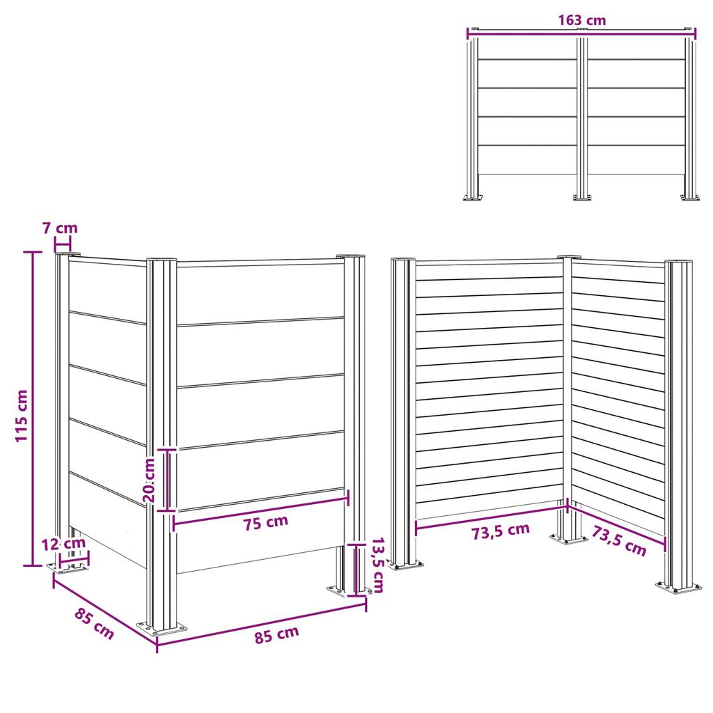 Waste Bin Enclosure Brown 85 x 85 x 115 cm Aluminum and WPC
