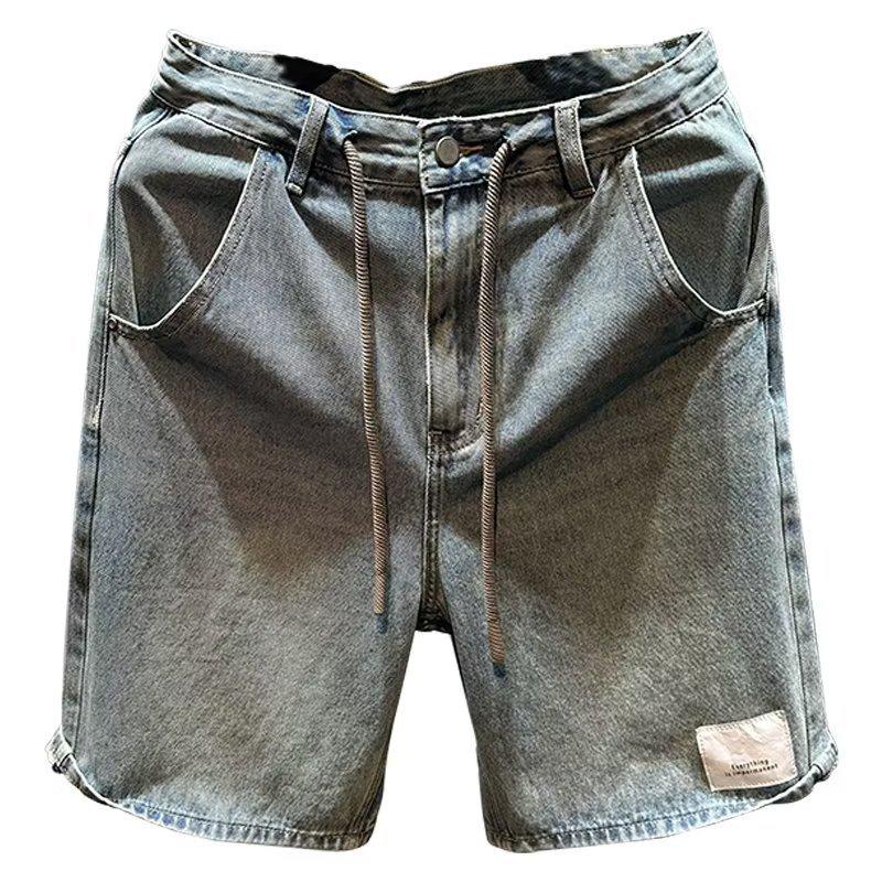 Men's Summer Straight Blue Thin Five-Point Jeans Shorts