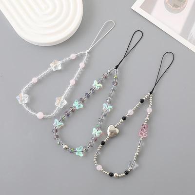 Crystal Beaded Butterfly Phone Chain Lanyard - Y2K Charm for Women