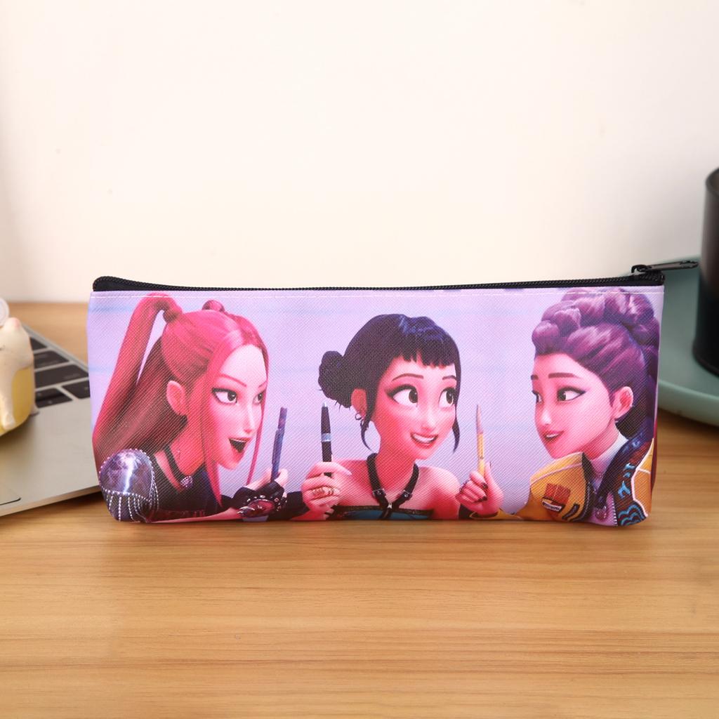 HUNTRXX Anime Pencil Case, Cute Large Capacity PU Pen Bag for School Supplies, Girls Single Layer Pouch for Stationery Storage