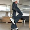 Girls' 2024 Korean Style Elastic Slim Fit Denim Flare Pants for Spring/Autumn
