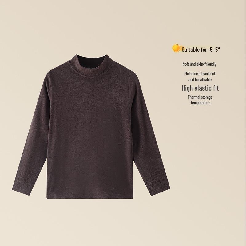 Children's Seamless Thermal Top - German Velvet, High Collar for Autumn/Winter