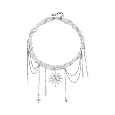 Trendy Floral Pendant Necklace With Star And Fringe Accent Lightweight Adjustable Chain For Women’s Stylish Looks