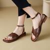 Summer Korean version of women's sandals new round head flat bottom sandals women's foot rubber soft sole large size shoes solid color women's shoes