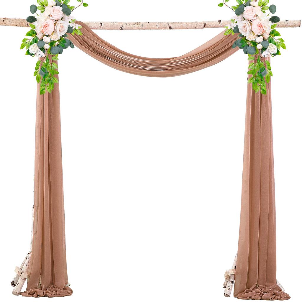 Forest Style Wedding Arch Decoration: Outdoor Lawn Chiffon Gauze Curtains