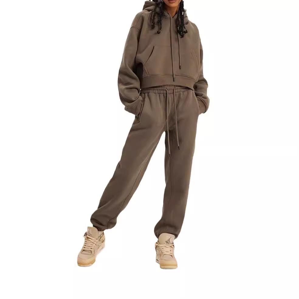 Fall and Winter Women's Hooded Long Sleeve Tops Sweatshirt Long Pant Suit