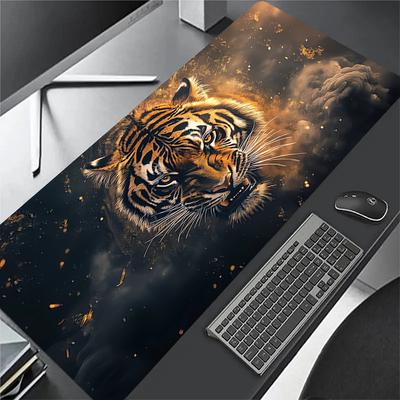 1pc Tiger Artwork Wildlife Nature Animal Illustration Digital Painting Computer Pad  Mouse Pads for Desk,Gamers and Office Use 02024