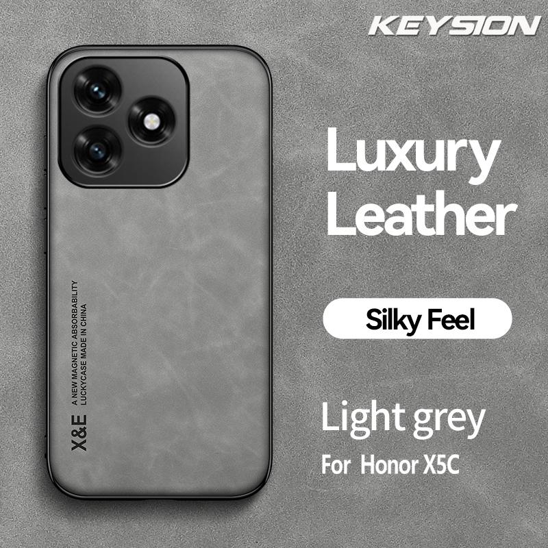 KEYSION Luxury Retro PU Leather Case for HONOR X5c Soft Silicone+PC Shockproof Phone Back Cover for Huawei Honor X5C