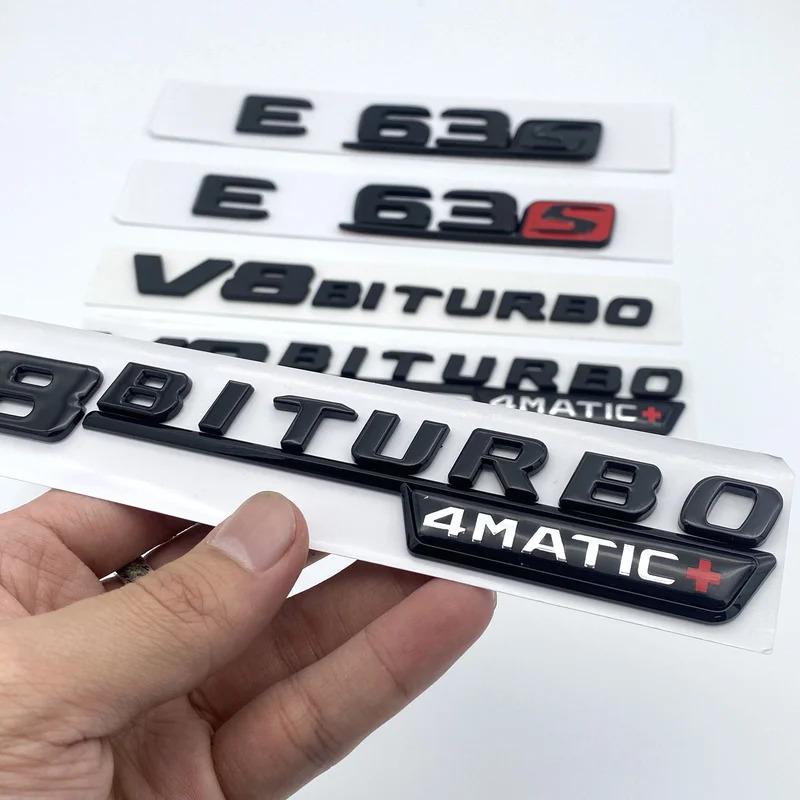 Glossy Black Letters ABS Emblem for Mercedes Benz E Series E43 E53 E63 E63S V8 Biturbo 4matic Car Fender Trunk W212 W213 Sticker LQ2