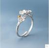 Korean 925 Sterling Silver Plum Blossom Open Ring – Handmade Artistic Floral Design for Women