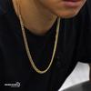6mm stainless double kihei center double kihei chain 18k 18k long [silver KYASYA] Thin, wide, steel, 6-sided cut, necklace, fold, gold, necklace,