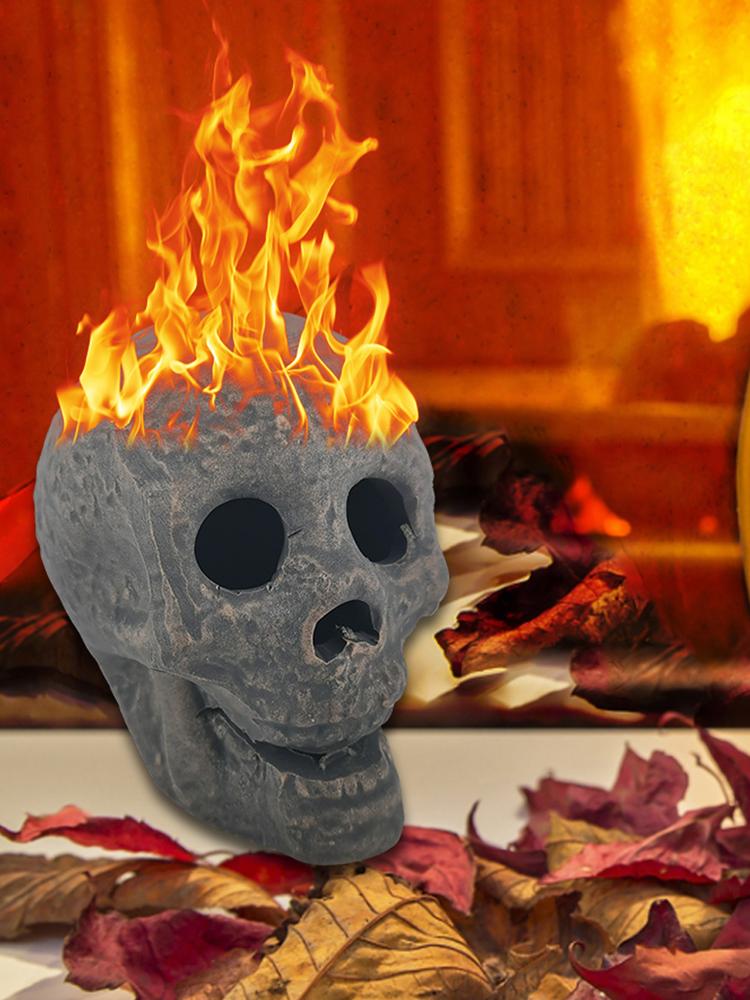 Halloween Fire Pits Skulls Horror Atmosphere Simulation Skull Fireproof Flame Retardant Reusable Party Haunted House Decoration