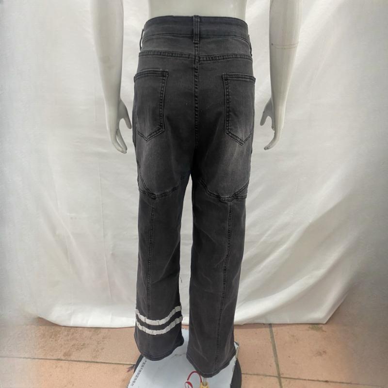 European and American trend straight tube loose washed distressed printed jeans