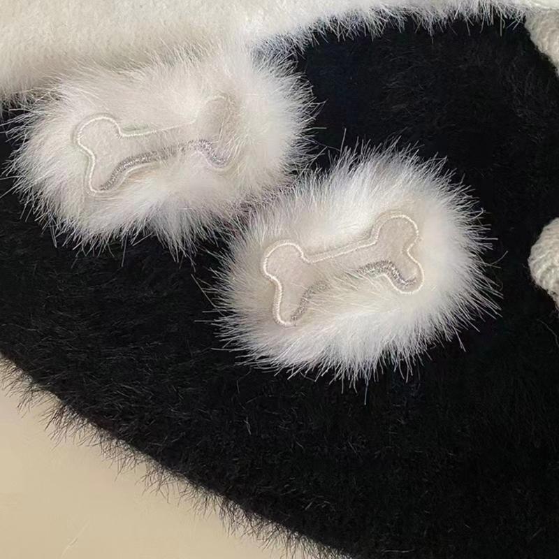 Unique Bone Hairpin Y2K Cute Hair Clip Plush Dog Bone Shape Hair Barrettes Fun Hair Clips Brooch Halloween Jewelry Gift