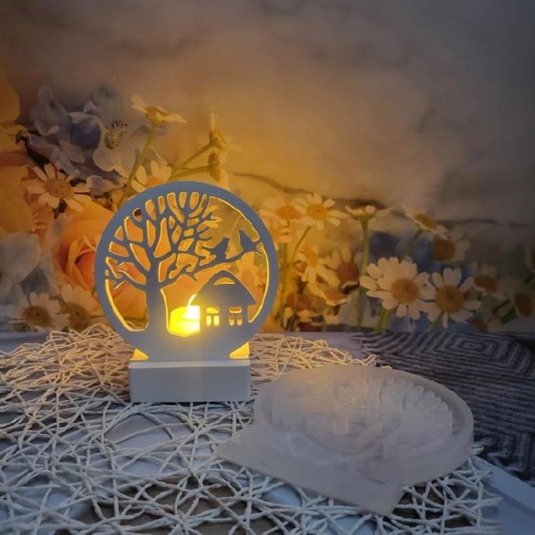 Mushroom House Candle Holder Molds Crafts Mould Love Tree Candlestick Silicone Moulds Castings Molds