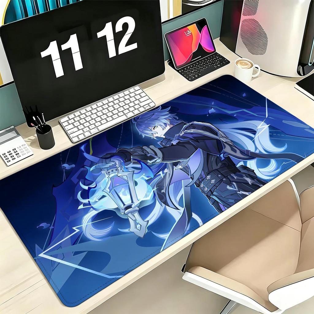 Genshin Impact Flins Pro ESports Xxl Gaming Mousepad Extra Large NonSlip Stitched Edge Keyboard Laptop Desk Mat For Pc Gamer