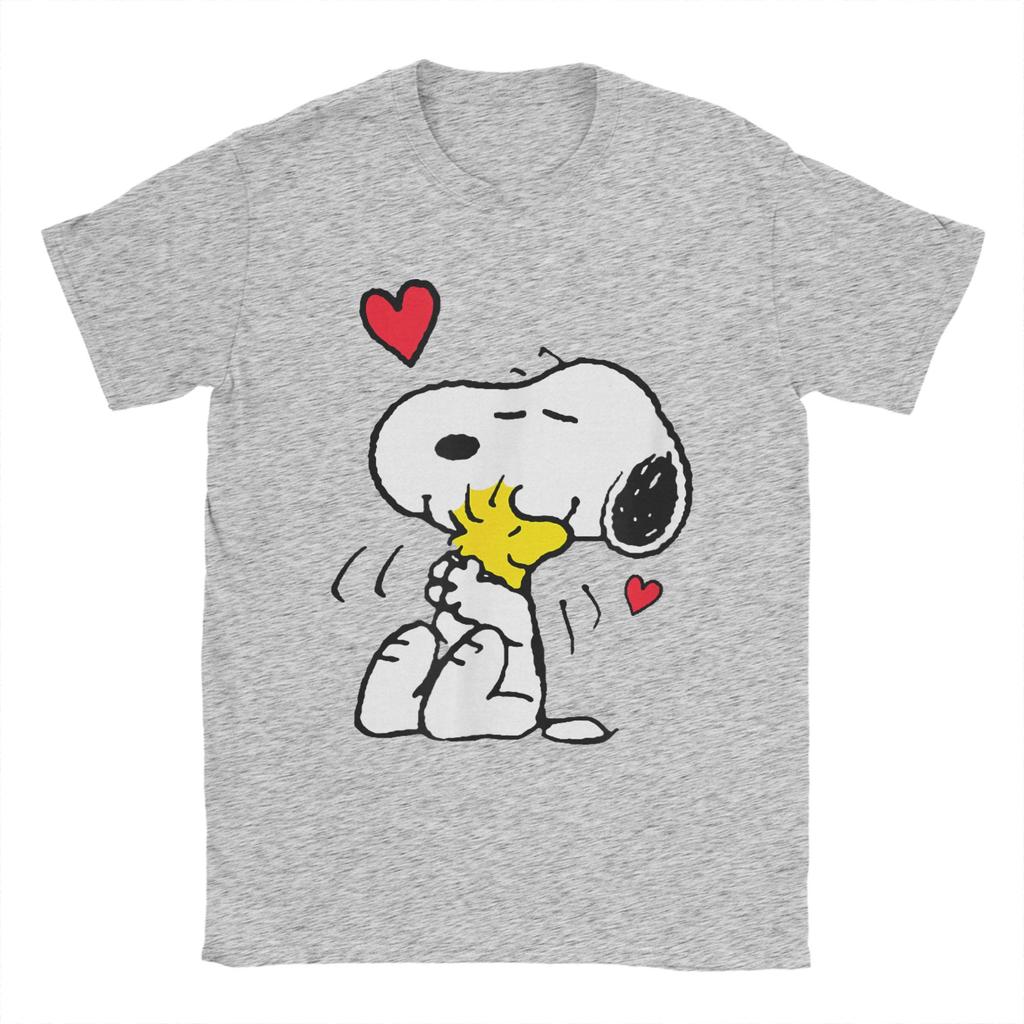 Snoopys Lots Of Love T Shirts Unisexs Cotton Fashion Tshirts Crew Neck Tees Short Sleeve Tops Big Size