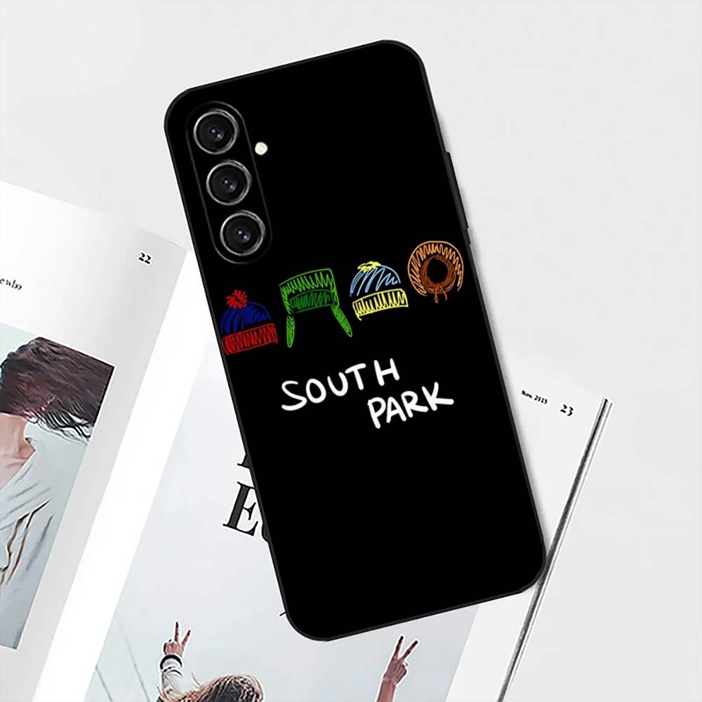 

Cartoon Funny S-South-P-Park Phone Case For Samsung S25,S24,S21,S22,S23,S30,Ultra,S20,Plus,Fe,Lite,Note,10 Black Soft Shell Samsung S25