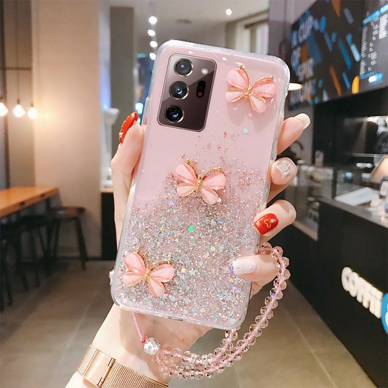 Luxury Bling Glitter Lanyard Silicone Phone Case For Samsung S23 S22 Ultra S21 S20 FE S10 A14 A24 A34 A54 A13 A23 A33 A53 A12 A32 A52/iphone 15 13 14