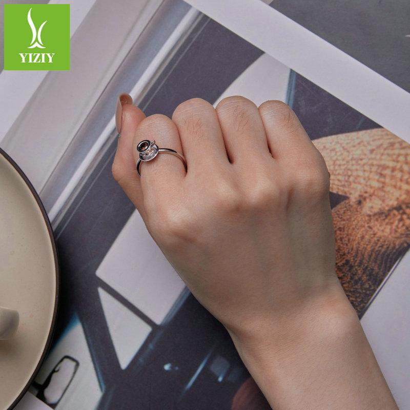 S925 Sterling Silver Coffee Cup Open Ring, Casual Three-Dimensional Adjustable Index Finger Ring