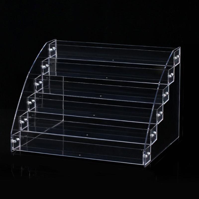 Nail Polished Holder with 6 Layers Clear Acrylic Display Shelf Brush Holder Space Saving Designs for Salon and Home Use