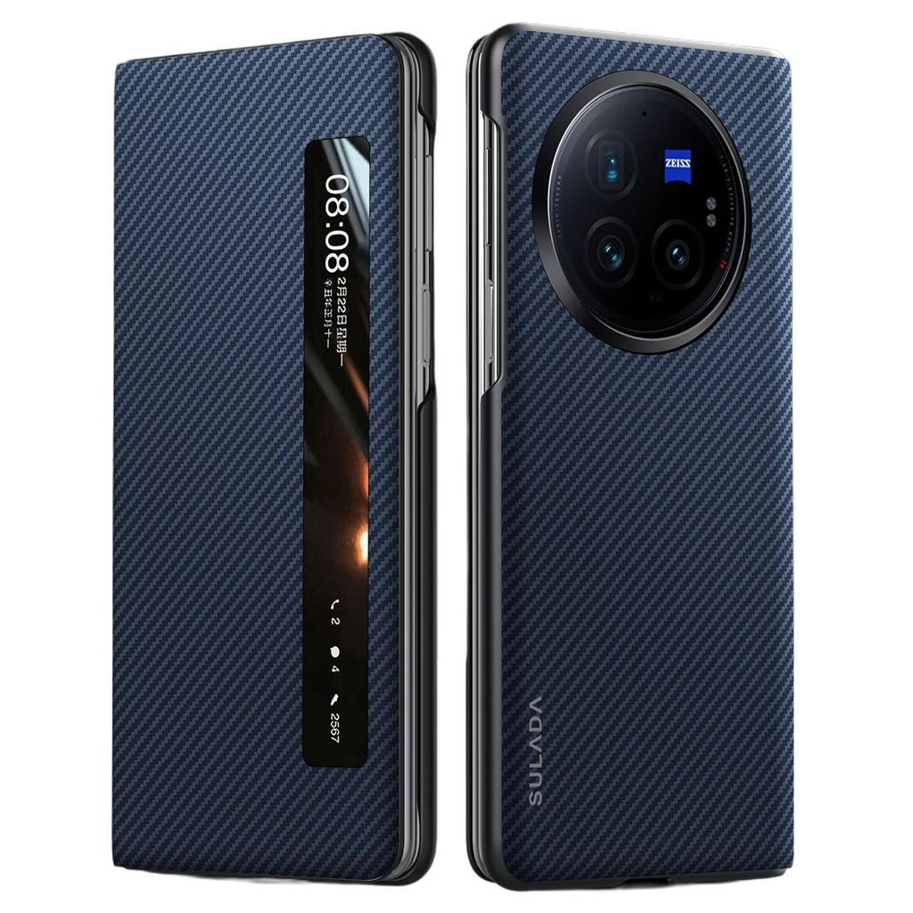 SULADA For Vivo X Fold3 Pro Case View Window Leather+PC Back Cover with Wake/Sleep Function