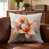 Watercolor Lily Flower Throw Pillow Cover Neutral Orange Floral Cushion Case For Boho Home Decor