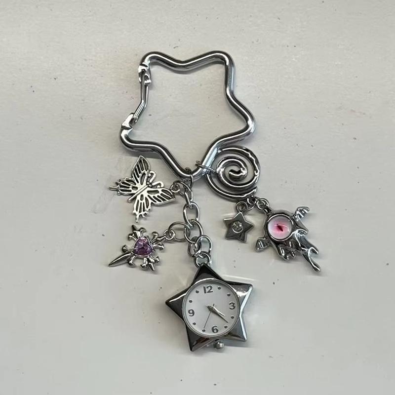 Ретро Звездные Часы Брелок Y2K Карабин Подвеска Парные Шармы для Сумки Подвески Украшения Аксессуары