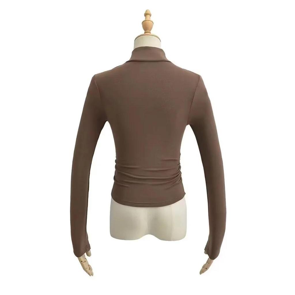 Women's Retro Halter Neck Long Sleeve Fleece Lined Top