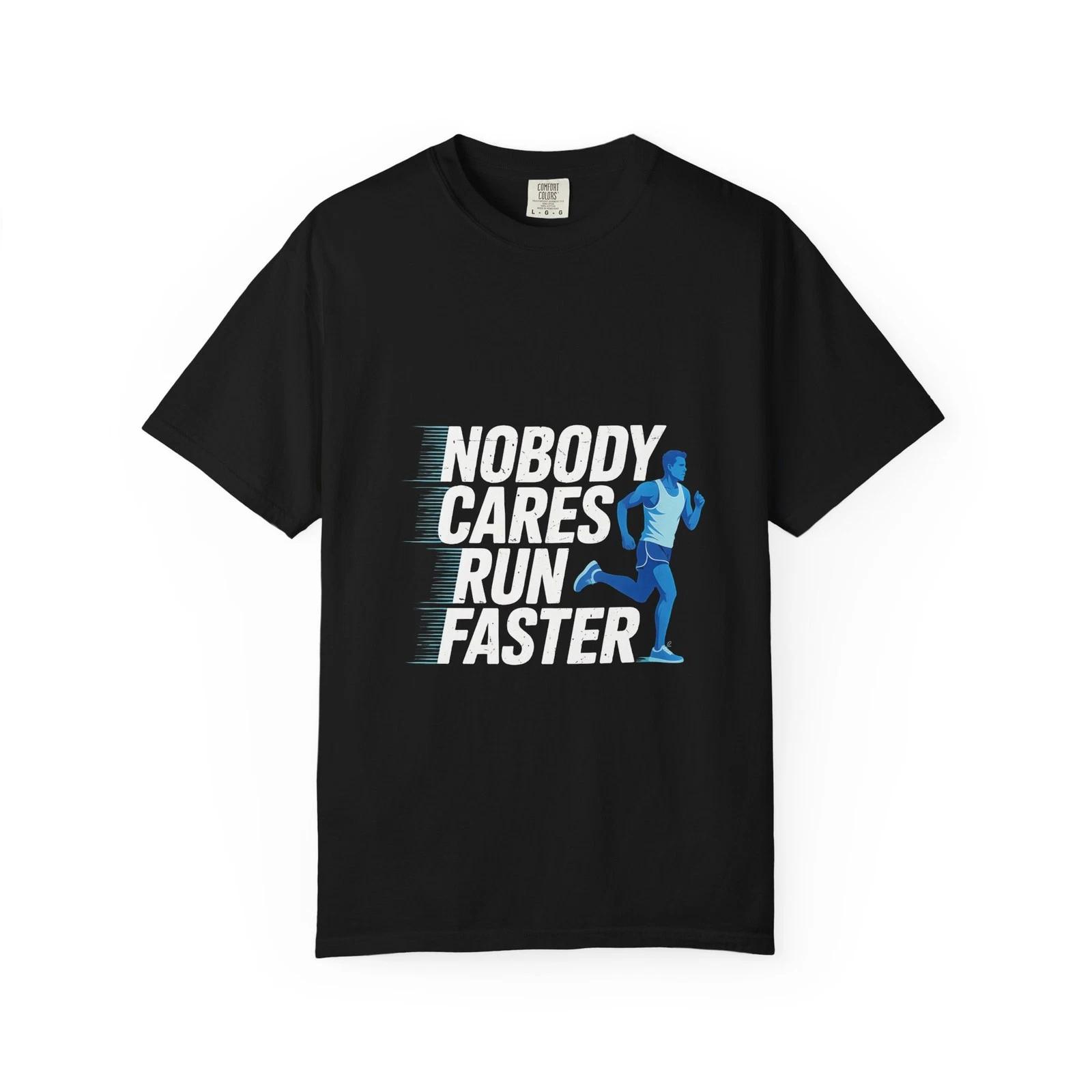 Mens T Shirt Nobody Cares Run Faster Motivational Running Tee Gym Workout Shirt 4XL