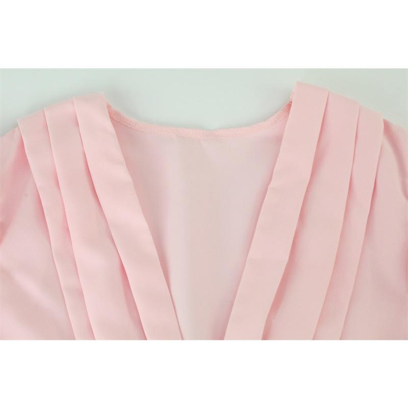 Moda de vară Temperament Socialite Rochie scurtă umflată cu decolteu în V adânc cu mâneci cu bule