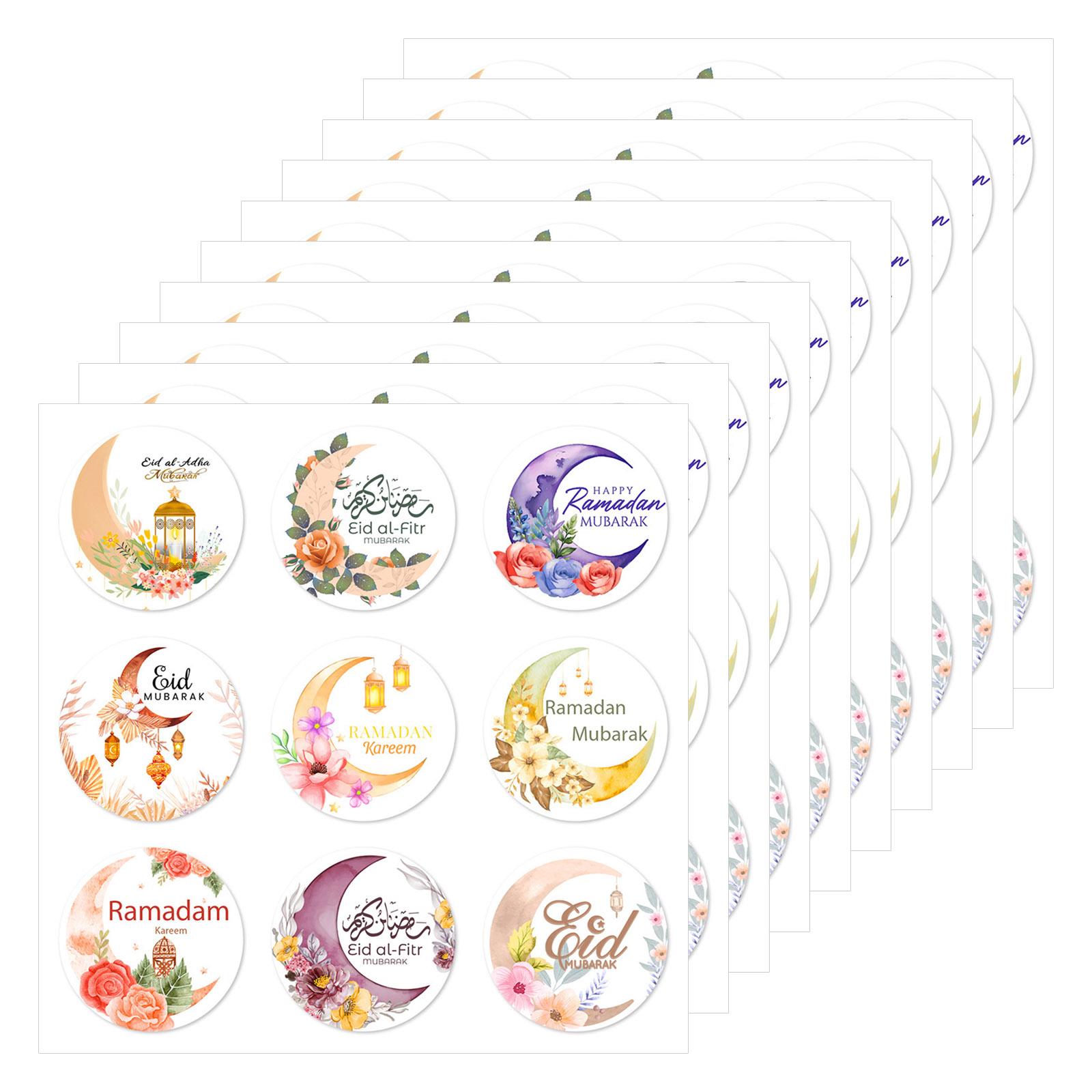 

90Pcs Eid Festival Sticker Wrapping Label Eid Mubarak Sticker for Seal Envelope Card Packaging Candy Bag Glass Jar Case