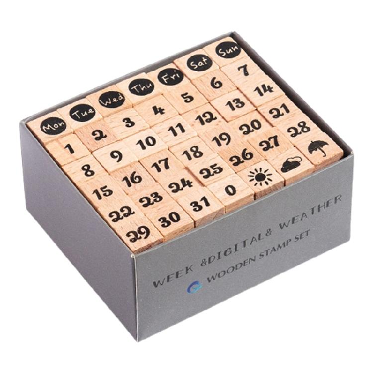 42Pieces Wood Scrapbooking Stamp Geomotric Themed Stamp Letter Number Stamp for Scrapbooking Card Making Journal Album