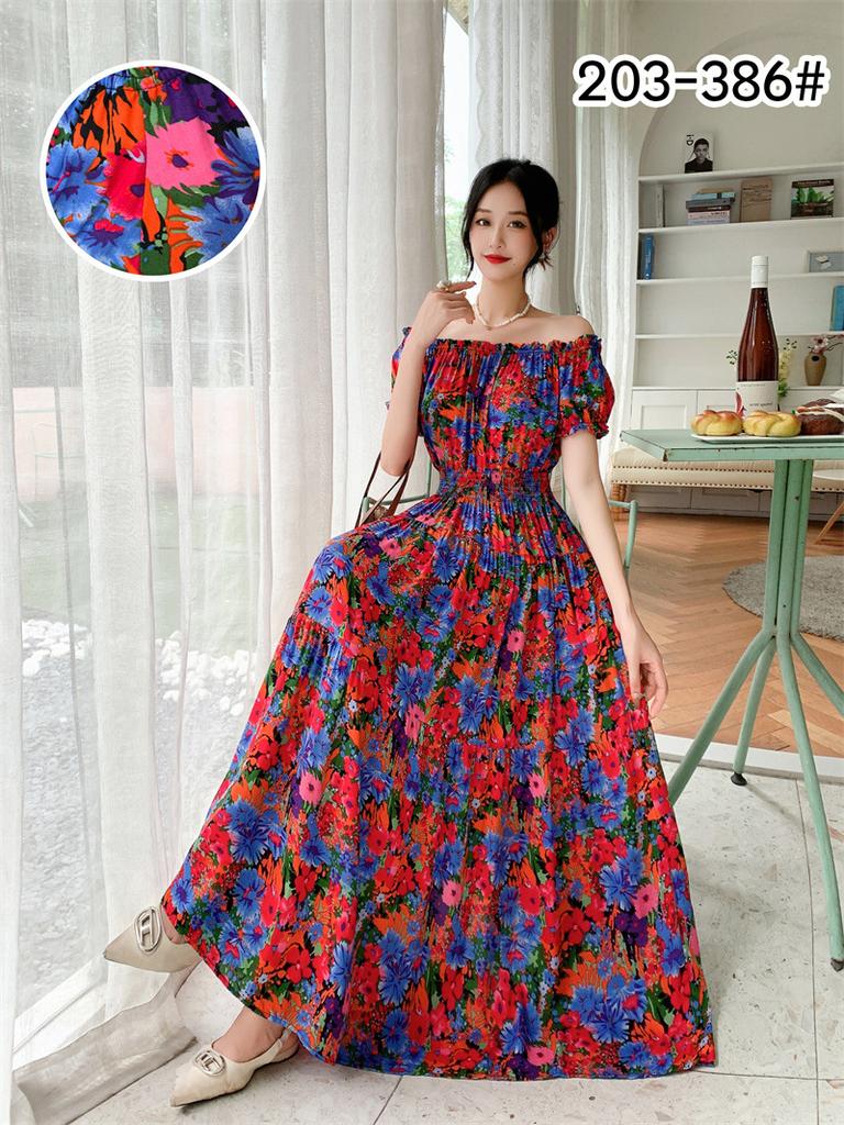 Off-Shoulder One-Neck Cotton Silk Dress Children's Summer Dress Bohemian Island Vacation Dress Travel Beach Dress