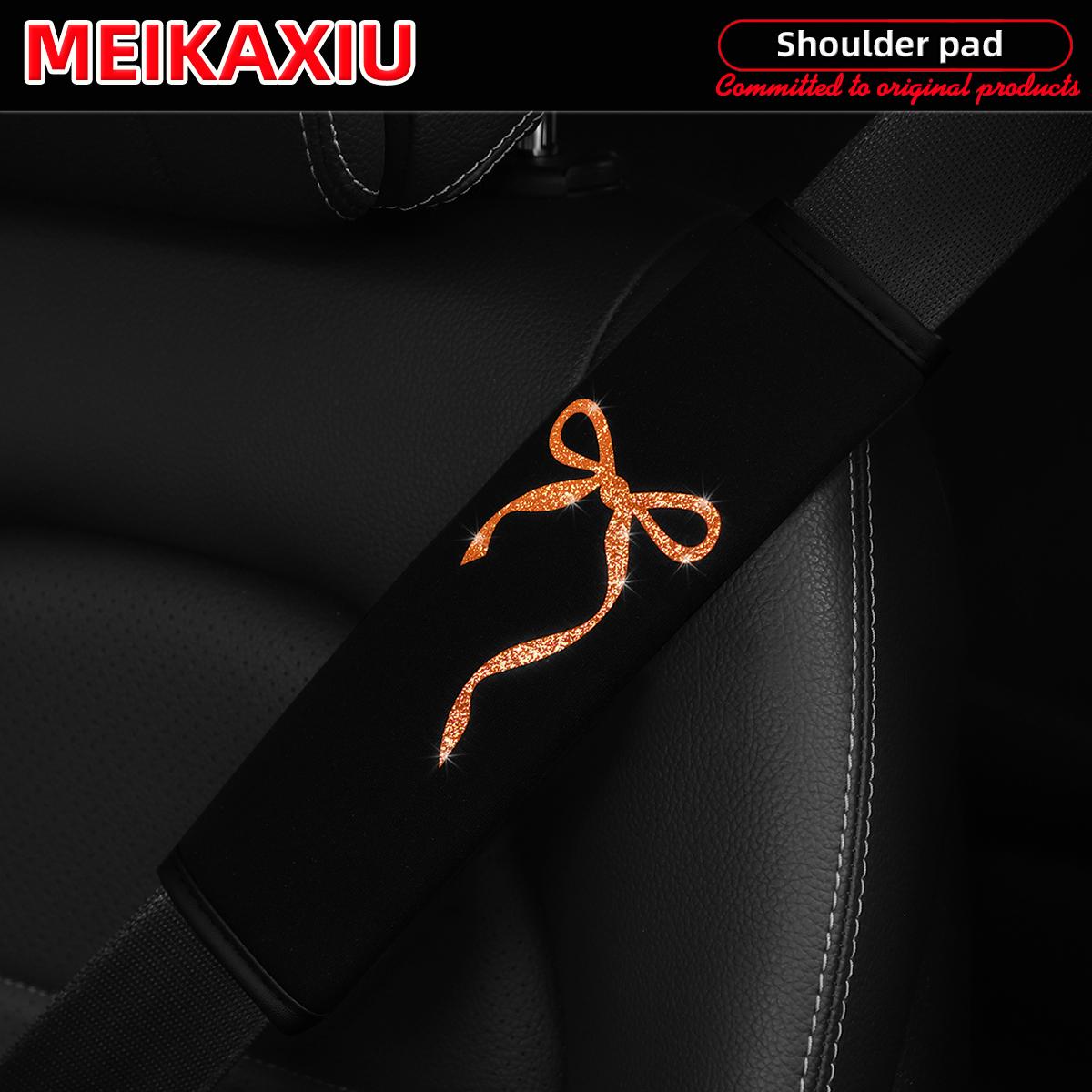 

New beautiful large bow, bling-bling, breathable fabric car seat belt shoulder guard cover, seat belt decoration for women помаранчевий