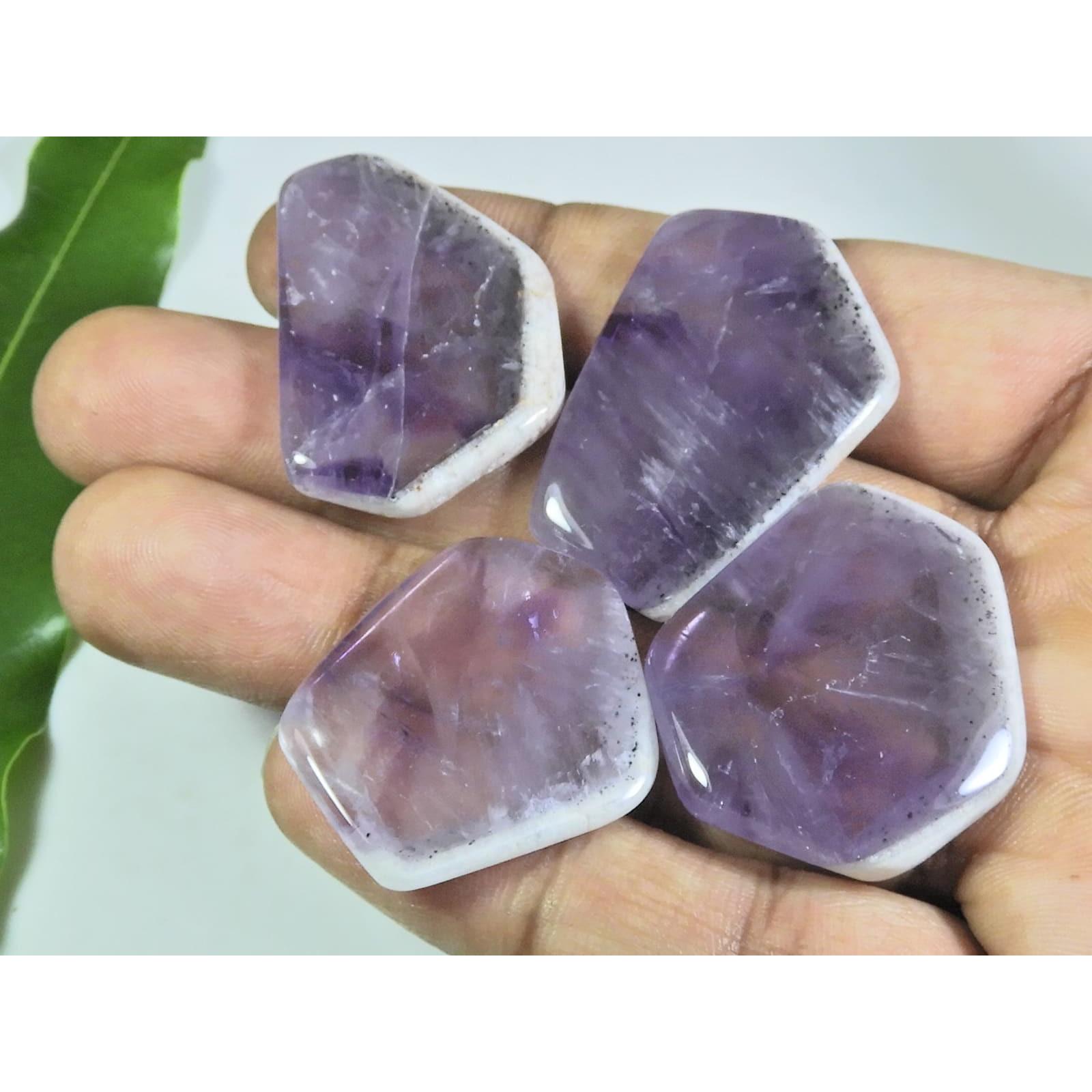 

Натуральный Трапиче Аметист Срез Фантазийный Кабошон Свободный Драгоценный Камень Лот 4 Шт. A-184