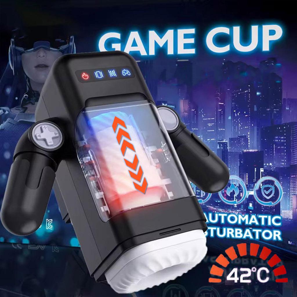Automatischer Heizroboter, Masturbationsbecher-Spiel für Männer, Stoßvibrator, echter Vagina-Sauger, männlicher Masturbator mit Telefonhalter