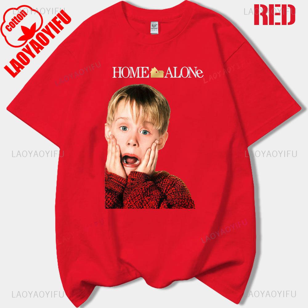 Merry Christmas Movie Home Alone Childrens Man Printed Tshirt Woman Cotton Tshirt Adult Daily Clothing Holiday Gifts Tops