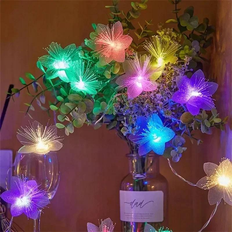 

1.5 10LED/3M 20LED/6M LED Fiber Optic Fairy String Light Battery-operated Garland Wedding Party Christmas Decor Festoon Artificial Flowers Colorful-1.5m 10leds