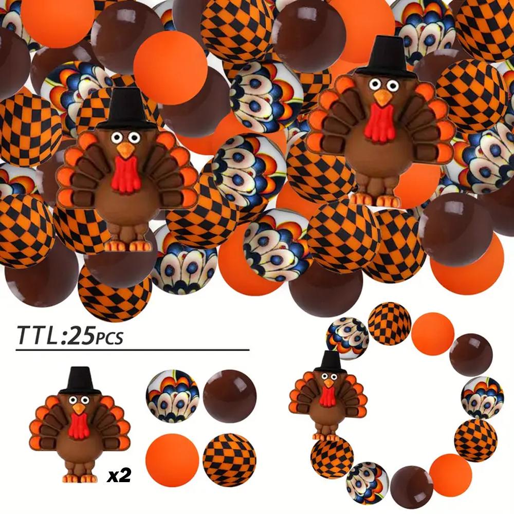 5/25PCS Thanksgiving-Themed Silicone Beads Set, Perfect for DIY Crafting Keychains, Necklaces, Bracelets & More