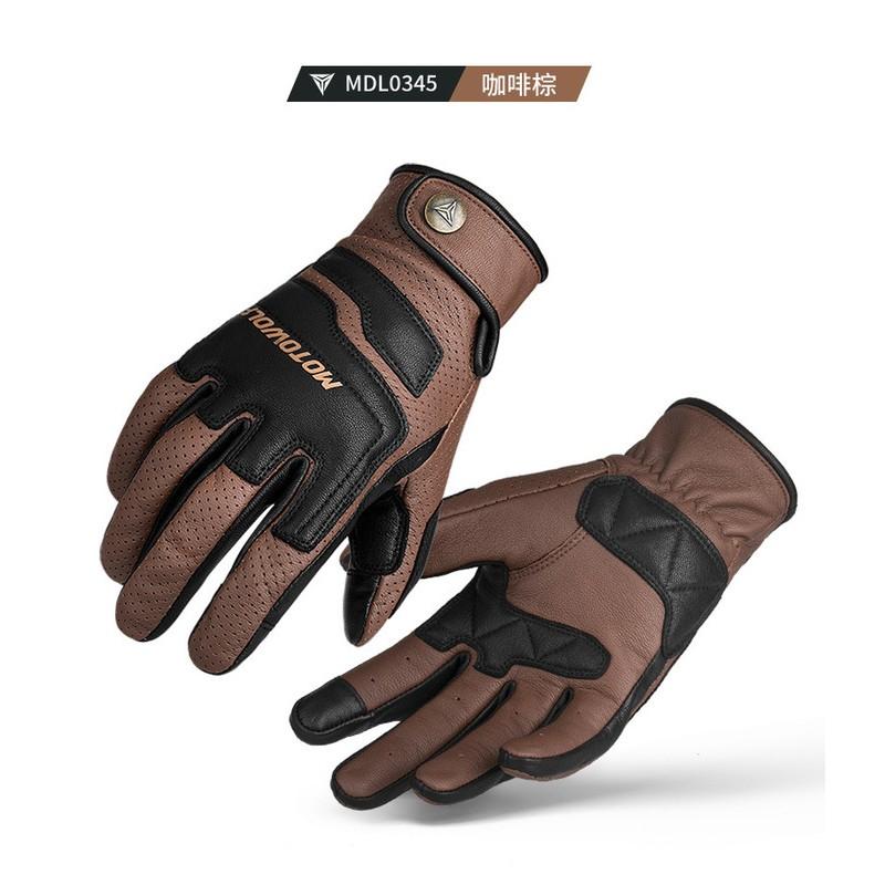 Motorcycle Riding Gloves Full Grain Leather Protective Gear Men Women Spring Summer Autumn Winter Touchscreen Compatible