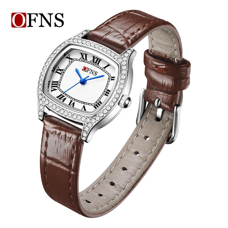 Oufannishi Women's Waterproof Square Fashion Watch, Roman Numerals, Diamond Accents