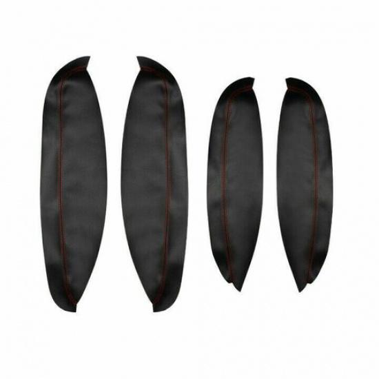 4pcs Inner Door Armrest Panel Black Leather+red Line Cover For Qashqai J10 07-15