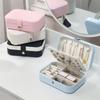 Travel Jewelry Box, Portable Jewelry Case Display Storage Holder Box For Women Girls, PU Leather Double Layer Jewelry Organizer