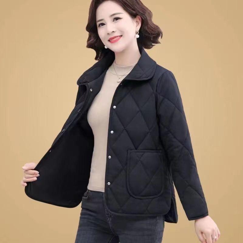 Spring and Autumn New Women's Lightweight Cotton Jacket Women's Short Solid Color Lapel Versatile Jacket