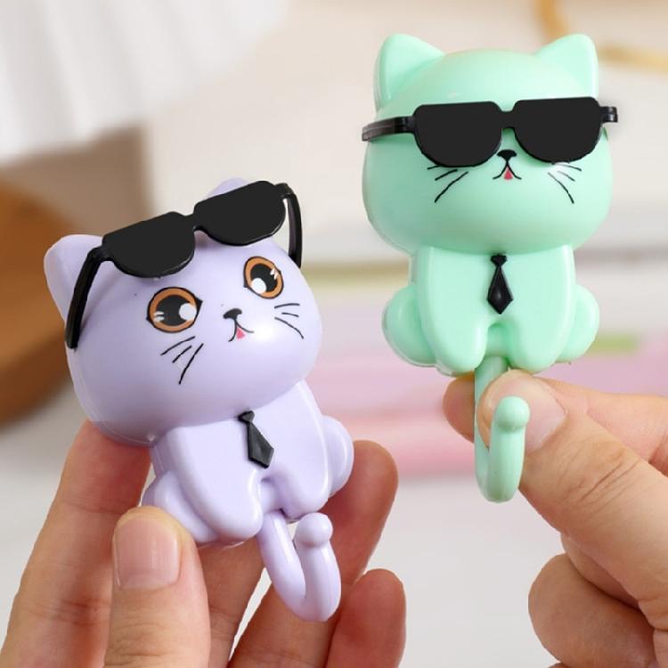 2 Stück Dekorative Robuste ABS Katzenkopfhaken für Elegante Wandmontierte Aufbewahrungslösung Mode Wohnaccessoire Täglicher Gebrauch