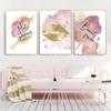 Lippenstift Mascara Mode Gold Lippen Make-Up Poster Leinwand Malerei Wand Kunst Schönheit Salon Dekoration Mädchen Zimmer Home Decor Bild