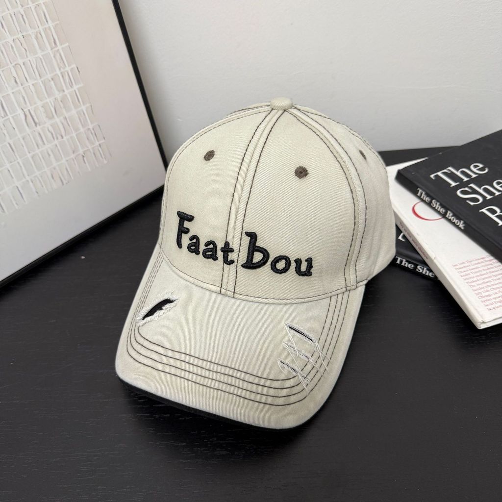 Faatbou Baseball Cap With Embroidered Letters Black For Casual Streetwear