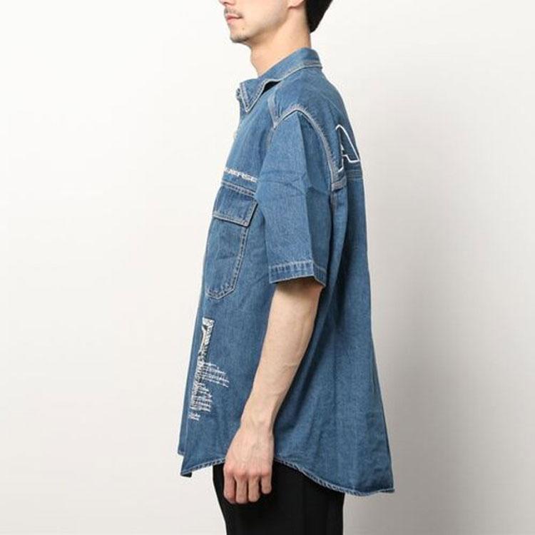 Aape Shirts Men's Blue BLX Pointed Collar Moderate Straight Fit AAPSRM8404XXI