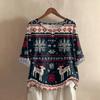 Women's Fashionable And Casual Shirt Half-sleeve Round Neck Print Cotton And Linen Blouse Top